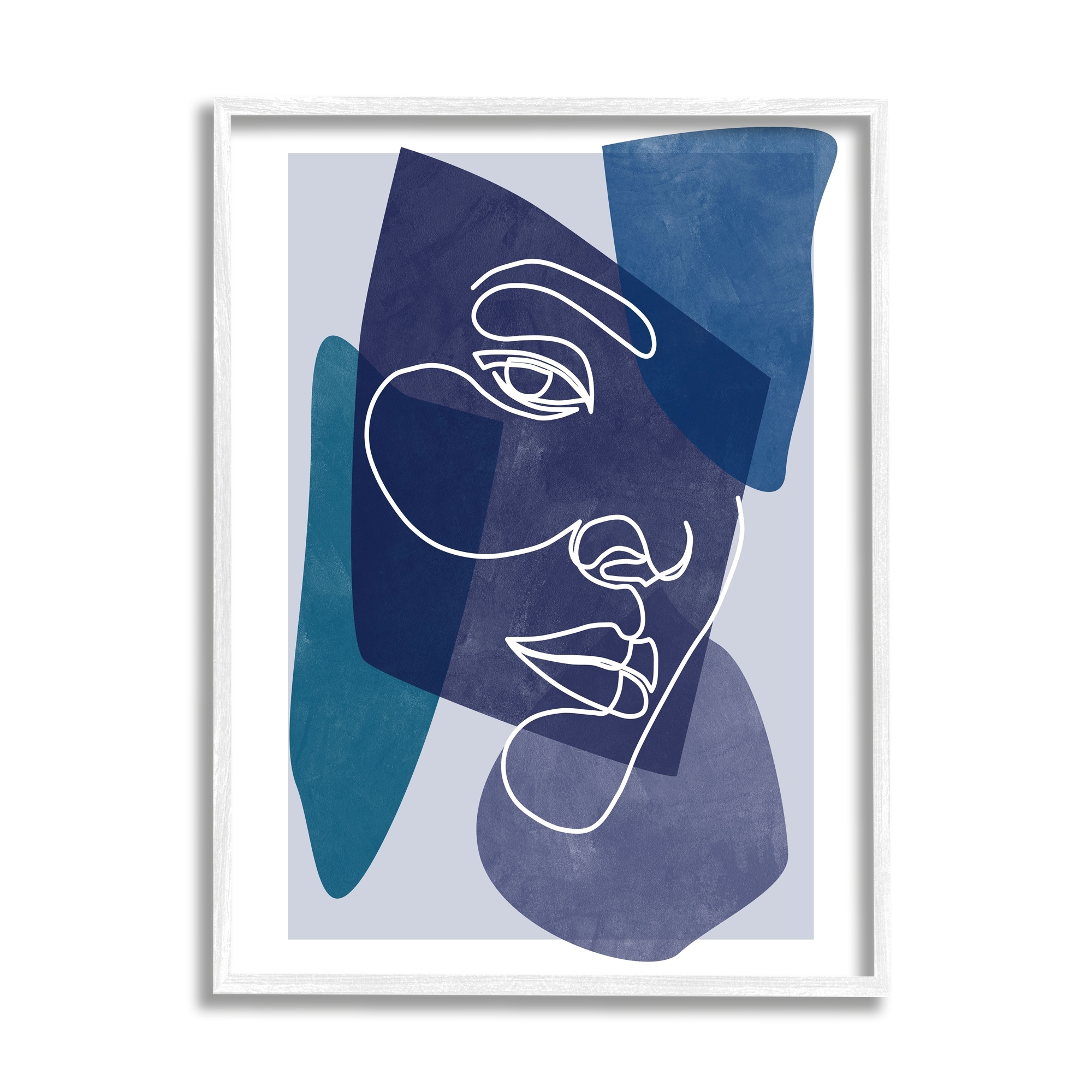 Stupell Industries Bold Blue Purple Shapes Face Line Doodle Motif Framed Wall Art, 24 x 30, Design by Birch&Ink
