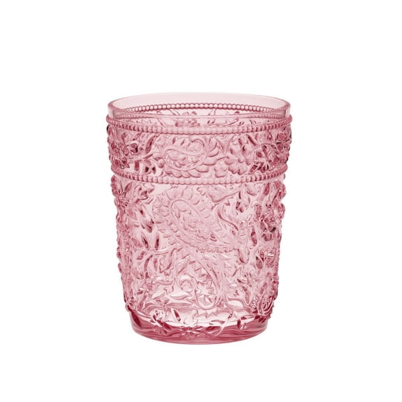 Paisley Acrylic Drinking Glasses Set of 4, 13oz DOF Plastic Tumblers, BPA-Free Shatterproof Cocktail & Water Glasses, Dishwasher Safe Clear Drinkware for Indoor Outdoor Use