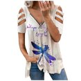 thumbnail image 1 of T-Shirts d'Été pour Femmes à Manches Courtes Tunique Bretelles Froides à Fermeture Éclair à l'Épaule, 1 of 1