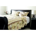thumbnail image 4 of DaDa Bedding Vintage Cottage Rose Garden Floral Ivory Yellow Cotton Scalloped Quilted Bedspread Set (DXJ103478), 4 of 10