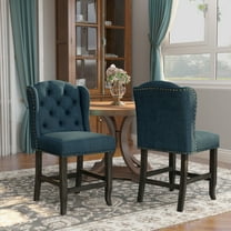 Furniture of America Freiden Tufted Nailhead Fabric Blue Counter Height Chairs (Set of 2)