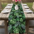 thumbnail image 4 of Green Tropical Botanical Table Runner 90 Inches, Summer Monstera Palm Leaves Black Bed Runner Dresser Scarves Tabletop for Indoor Outdoor Parties/Ceremony/Banquet, 13" x 90", 4 of 9