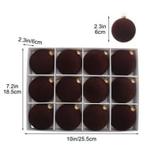 SLYNSHome 12Pcs Christmas Balls Velvet Ornaments for Tree Decoration,2.3 inch Hanging Shatterproof Xmas Ball Holiday Home Party Decor - Coffee