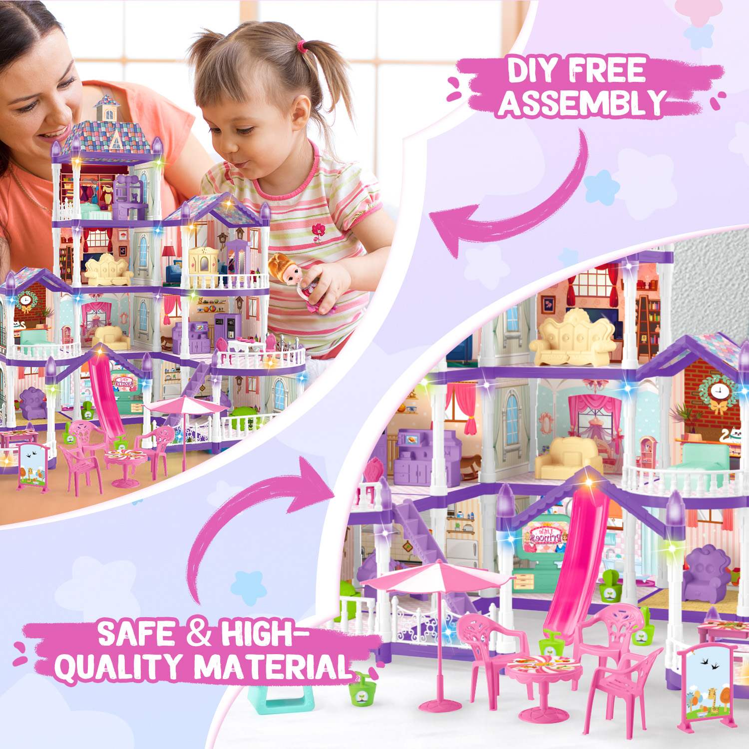 Huge Wave 35-Inch Dollhouse Set with 493 Pieces photo 2