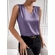thumbnail image 4 of Xuyuer Women's Casual Fashion Solid Color V-Neck Satin Top, Chic Short Sleeve Blouse for Dinner Dates, Cocktail Parties and Spring Summer Evening Wear, 4 of 7