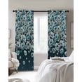 thumbnail image 2 of Teal Blue Floral Black Out Curtains 72 Inch Long, Light Blocking Drapes with Black Liner, Farmhouse Vintage Country Flower Thermal Insulated Blackout Curtains for Bedroom Living Room 52"x72" 2 Panels, 2 of 8