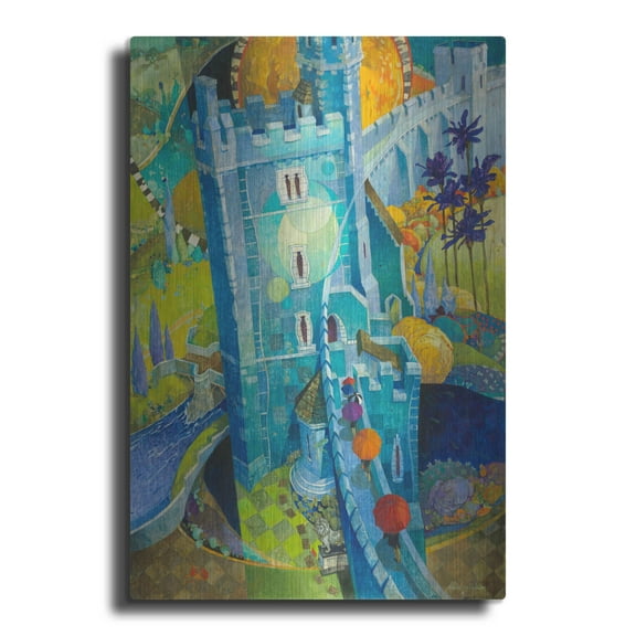 Luxe Metal Art 'The Blue Castle' by David Galchutt, Metal Wall Art, 12"x16"