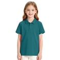 thumbnail image 6 of Girls Collared School Uniform Polo Shirts Kid Short Sleeve Pique Polo Shirt,Dark Green 120, 6 of 8