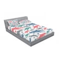 thumbnail image 3 of Ambesonne Fish Fitted Sheet & Pillow Sham Set, Colorful Shark Patterns, Twinxl, Multicolor, 3 of 3