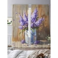 thumbnail image 3 of Purple Lavender Sheer Curtains 96 inches Long 2 Panels Set Wood Board Iron Bucket Oil Painting Style Tiers Sheers Rod Pocket Small Window Short Curtains for Kitchen Cafe, Each 52" W x 96" L, 3 of 7