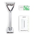 thumbnail image 1 of Set de maquinillas de afeitar Leaf Shave The Leaf Razor cromado con soporte y cuchillas, 1 of 6