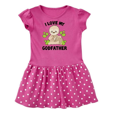 

Inktastic Cute Sloth I Love My Godfather with Green Leaves Gift Toddler Girl Dress
