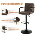 thumbnail image 5 of Furniliving Adjustable Swivel Bar Stools Armrest Low-Back  Support Leather Kitchen Counter Stools Set of 2, DarkBrown, 5 of 13