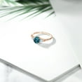 thumbnail image 5 of Gem Stone King 10K Rose Gold London Blue Topaz White Created Sapphire and White Diamond Accent 3-Stone Engagement Ring for Women (0.89 Cttw, Round 6MM, Gemstone November Birthstone, Size 5), 5 of 6