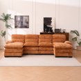 thumbnail image 2 of 111.8" Sectional Couch, U-Shaped Profile Sofa Including Two Single Seats And Two Chaise, Modern Chenille Comfy Modular Sofa with Comfy Wide Armrests and 2 Layer Seat Cushions, for Living Room, Orange, 2 of 9
