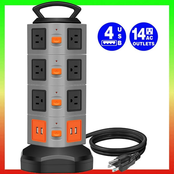 Yeacher Tower Surge Protector with Tower Surge Protector with Surge Protector 14 Outlets 4 USB