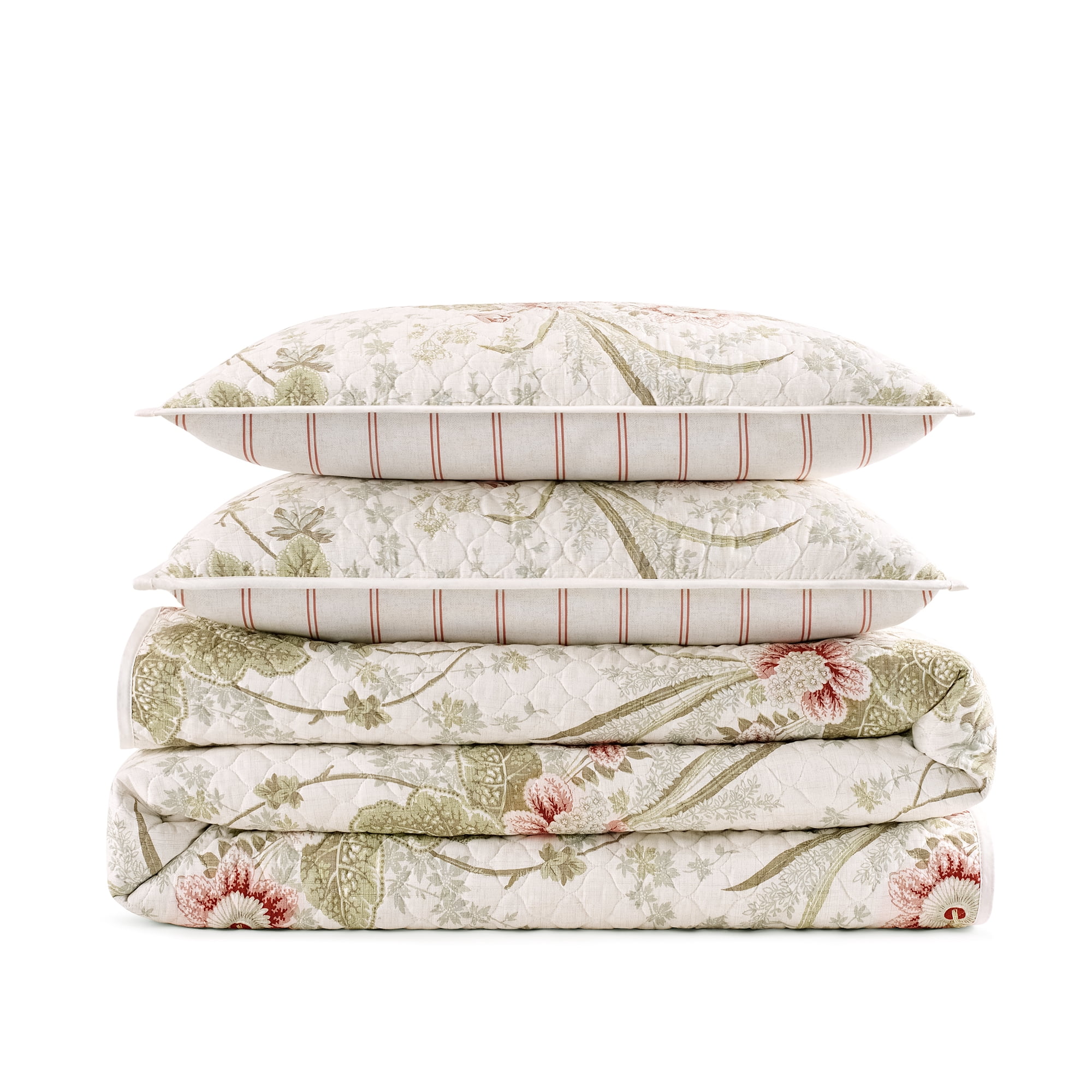 Waverly Stonington 3-Piece Quilt Set - King - 100% Cotton Lightweight Bedding in Ivory