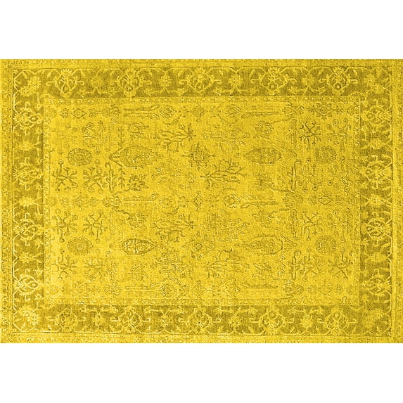 Ahgly Company Indoor Rectangle Oriental Yellow Industrial Area Rugs, 4' x 6'