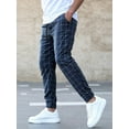 thumbnail image 2 of Biekopu Men Plaid Pants, Elastic Waist Casual Pants Trousers with Pockets for Daily Street, 2 of 3