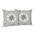 thumbnail image 6 of Ambesonne Compass Throw Pillow Cover 2 Pack, Windrose Line Art Style, 18", Black White, 6 of 6