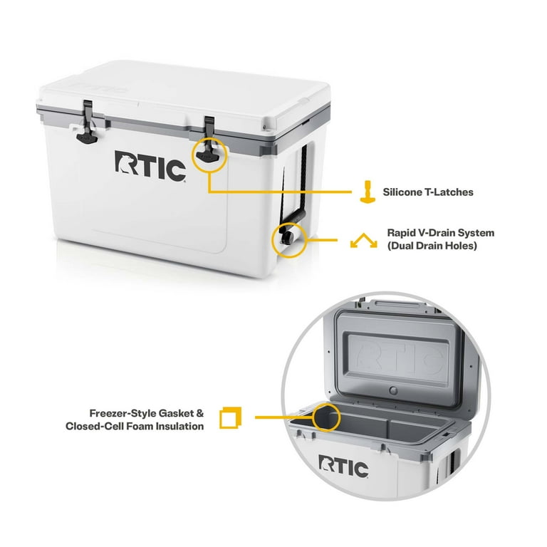 RTIC Large 52 QT Ultra-Light Hard-Sided Cooler, White/Grey, Holds