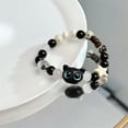 thumbnail image 4 of GKNET Trendy Cute Cat Beaded Bracelet Black White Beads Cartoon Kawaii Animal Brac WY4-3, 4 of 9