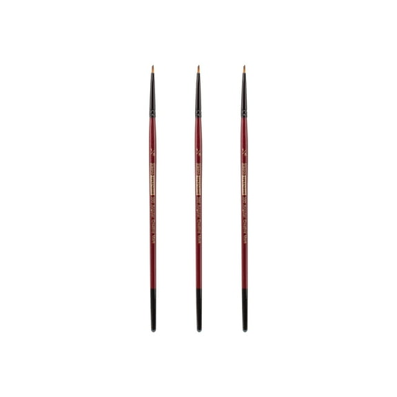 Creative Mark Ebony Splendor Short-Handle Synthetic Sable Paint Brush, Angular 1/8 in, Pack of 3, Teijin Multi-Filament Hair, Handcrafted Synthetic Paint Brushes for Acrylic, Watercolor & More