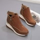 thumbnail image 4 of Amzcrzy Zapatos de mujer,Zapatos de mujer,Zapatillas de mujer, Botas retro de color liso con suela gruesa y tacón alto, punta redonda y estilo casual para mujer. Sandalias Mujer Zapatillas De Casa, 4 of 5