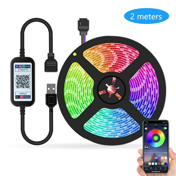 Amdohai 2M LED Strip Lights RGB 5050 LED Strips Set with USB Controller Bluetooth APP Controlled