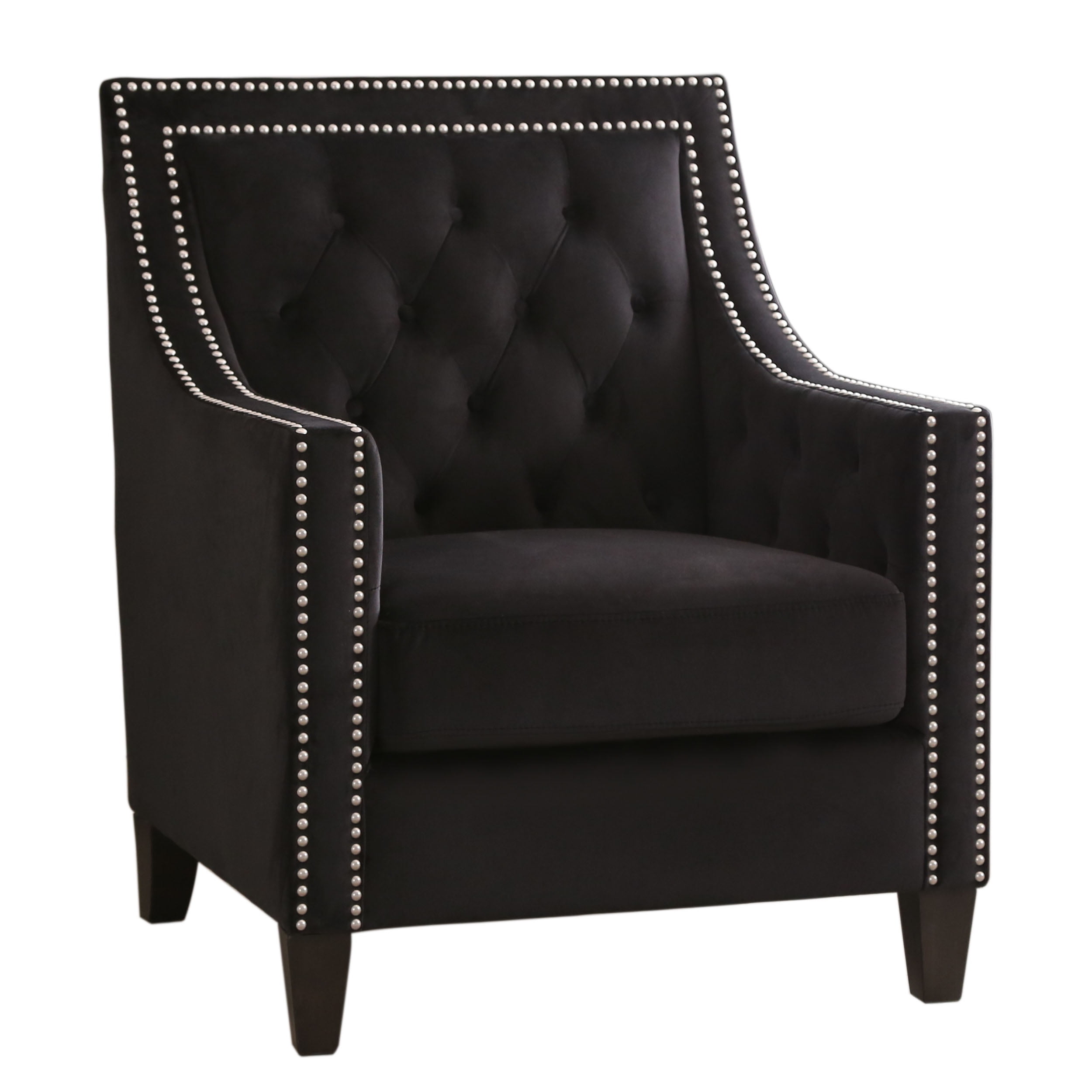 Devon & Claire Jackie Nailhead Tufted Accent Chair, Black - Walmart.com