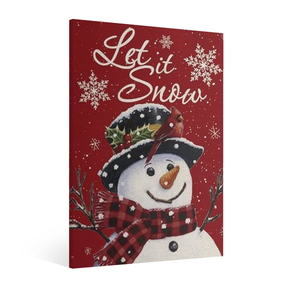 Vintage Christmas Snowman Wall Art Paint Framed - Retro Xmas Festive Winter Holiday Christmas Wall Decor Canvas Print for Living Room Kitchen Bathroom Home Bedroom Decor