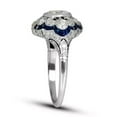 thumbnail image 5 of Art Deco Style Diamond Engagement Ring, Bezel Set Diamond Wedding Ring, Antique Floral Cluster Ring, Double Halo Blue Sapphire Diamond Ring, 2.3 Ct Simulated Diamond, 925 Sterling Silver, Dome Ring, 5 of 5