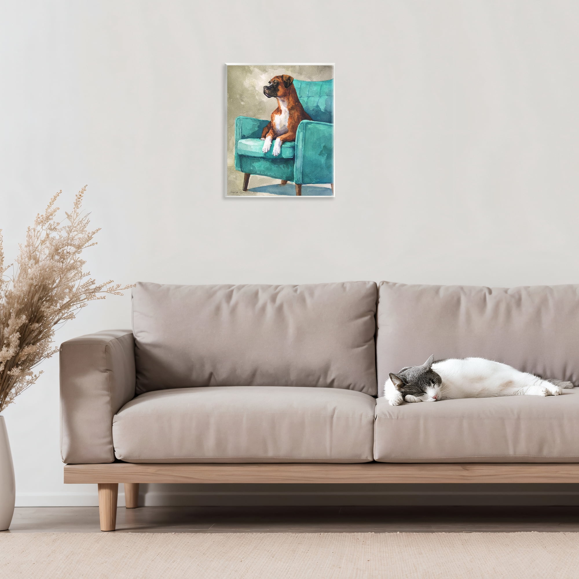 Stupell Industries Majesty Boxer on Armchair Wall Plaque Art, design by George Dyachenko