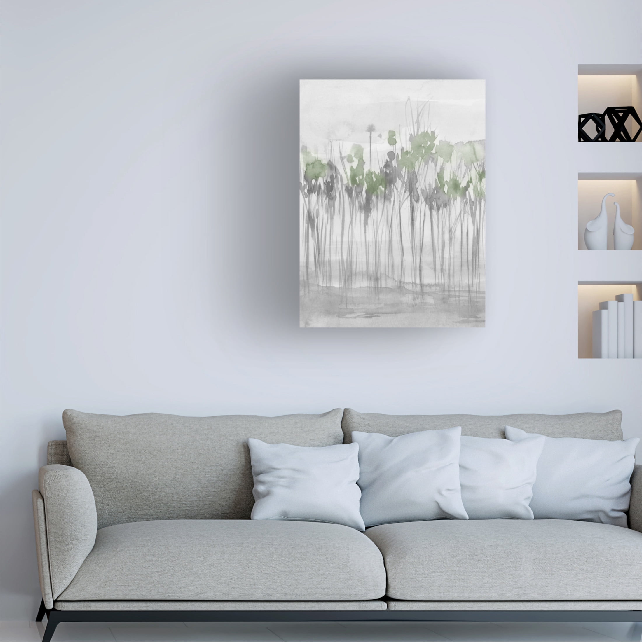 Trademark Fine Art Jennifer Goldberger Silver Treeline I Canvas Wall Art
