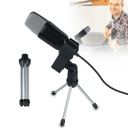 EEEkit USB Condenser Microphone Recording On Laptop, YouTube, Studio Recording, Skype with Desktop Tripod Stand & 6ft Audio Cable, Plug and