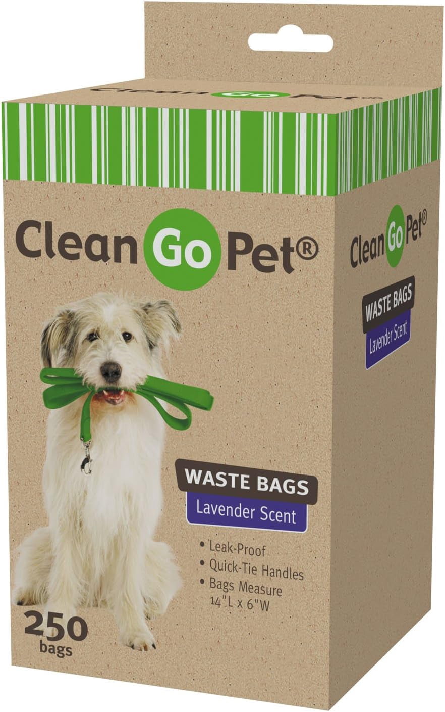 Pet Lavender Scent Doggy Waste Bags, 250-Count, Quick-Tie Handles Poop Bags