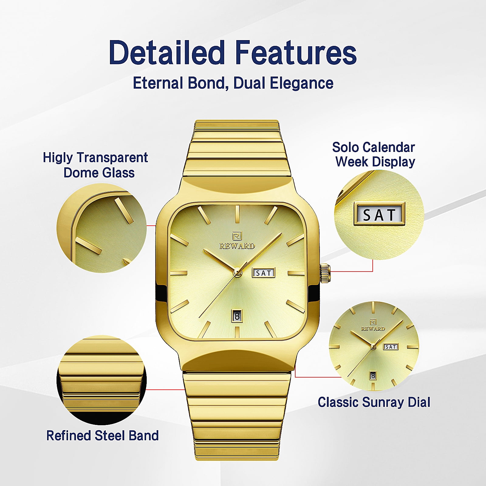 Watches Square Analog Quartz Stainless Steel Watches for Men Mesh Strap Waterproof Business Military Sport Wrist Watch with Date Reward
