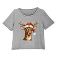 thumbnail image 4 of REORIAFEE Matching Lounge Sets for Women Christmas 3 Piece Pajama Short Sleeve Top and Shorts Santa Graphic Soft Sleepwear Gray XS-2XL, 4 of 7