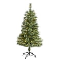 thumbnail image 1 of Nearly Natural 4ft. Wisconsin Slim Snow Tip Pine Artificial Christmas Tree with 100 Clear LED Light, Green, 1 of 5