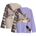 thumbnail image 2 of POLERO 2 Pack American Shorthair Cat Boys Long Sleeve Shirts 3-4 Years Kids Soft Breathable Crewneck Tee T-Shirt Purple Grey Basic Long Sleeve Top Winter Cloth, 2 of 6