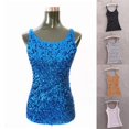 thumbnail image 6 of Women Glitter Sequin Sleeveless Vest Tank Tops Party Cocktail Clubwear Shirt Gold YIWEI, 6 of 11