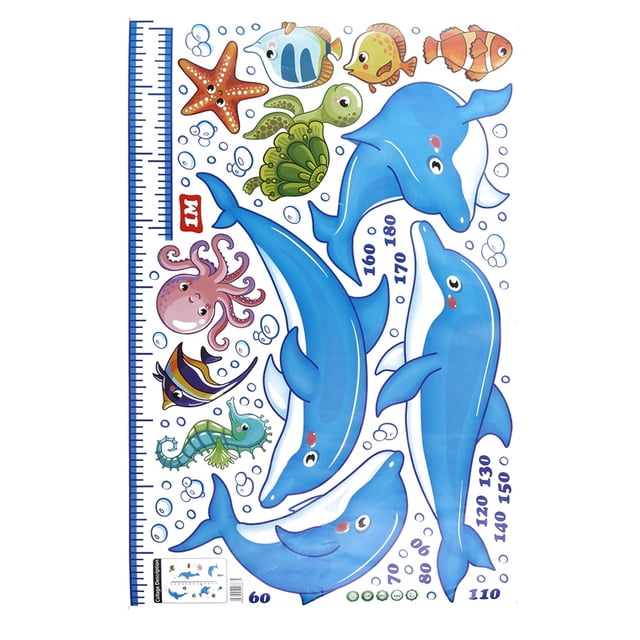 Adhésif Mignon Dauphin Enfants Hauteur Graphique Sticker Autocollant Vinyle Bébé Chambre de Bébé