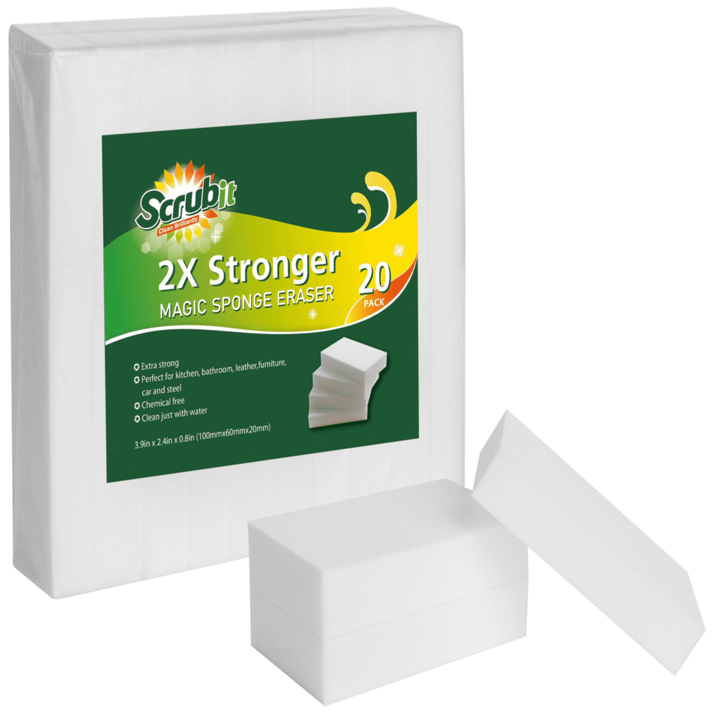50 PACK Magic Sponge Eraser Heavy Duty Extra Durable Power Pro 1 1/4" Thick Foam 