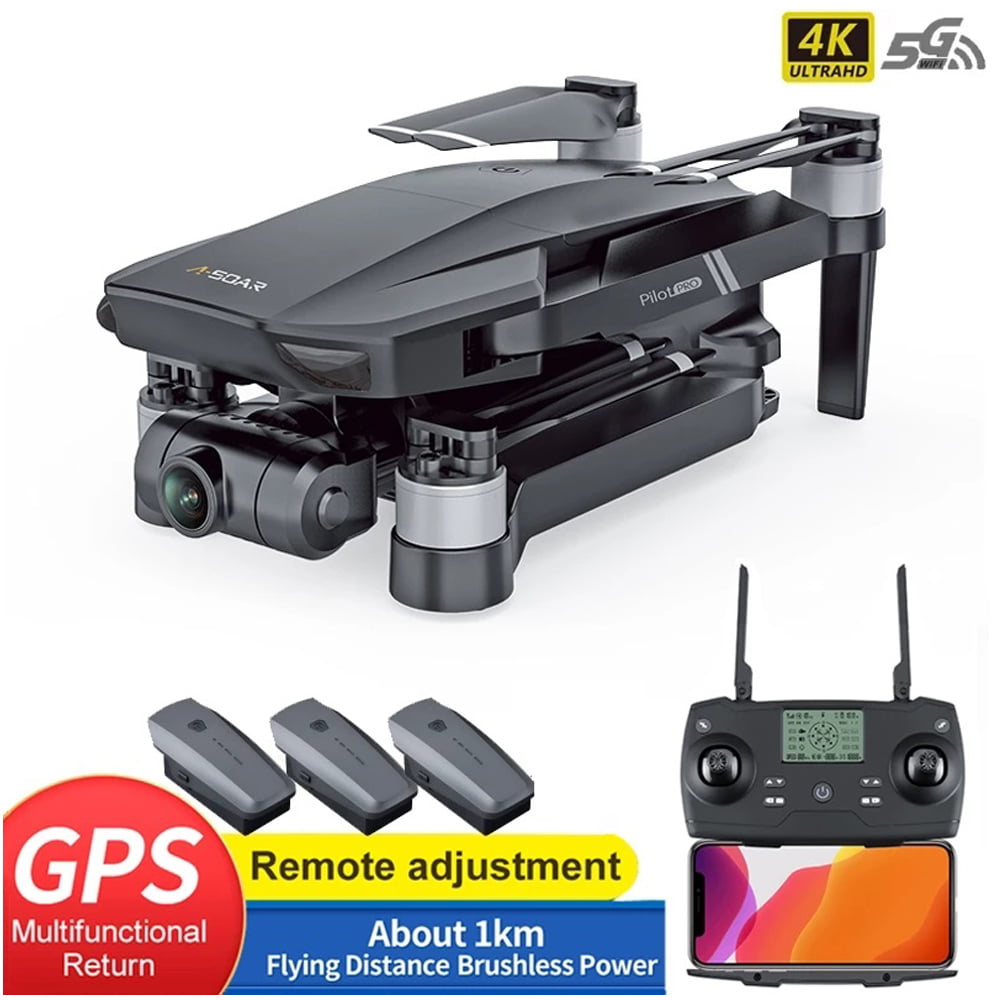 Mobiliarbus RC Drone CSJ S166GPS con cámara 1080P Sígueme Regreso automático Inicio WiFi FPV Video en Vivo Gesto Fotos Cuadricóptero RC para Adultos Principiantes con 3 baterías Bolso