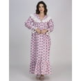 thumbnail image 2 of Moomaya Women's Cotton Nightdress | Long Maxi Lounge Nightwear | Button-Down Sleepwear With Frill & Lace, 2 of 8