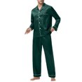 thumbnail image 7 of Mqqzkk Mens Pajamas Sets Long Sleeve Laple Collar Sleepwear Button -Down Loungewear Pjs Set Soft Nightwear with Pockets L, 7 of 7