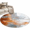 thumbnail image 2 of Abstract Orange Grey Round Area Rug 4 FT, Non Slip Indoor Outdoor Rug, Modern Minimalist Street Art Washable Soft Circular Carpet Non-Shedding Floor Mat for Coffee Table Nursery Foyer Balcony, 2 of 8