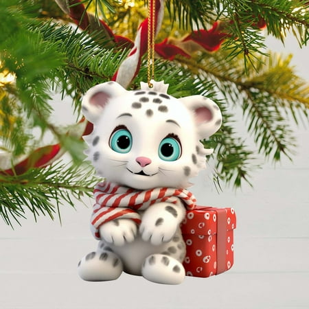 

YruYptpaln Snow Leopard Baby Christmas Tree Hanging Charm Snow Leopard Baby Car Decoration Bag Hanging Flat Acrylic Christmas Tree Pendant Hanging Christmas Ornament Garland