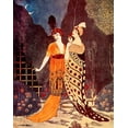 thumbnail image 2 of Vintage Apple Collection 12x14 White Modern Wood Framed Museum Art Print Titled - Barbier Two Ladies Under the Crescent Moon, 2 of 4