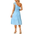 thumbnail image 3 of INSPIRE CHIC Women's One Shoulder Bridesmaid Dresses Tiered Chiffon Beach Dress Blue XL, 3 of 6